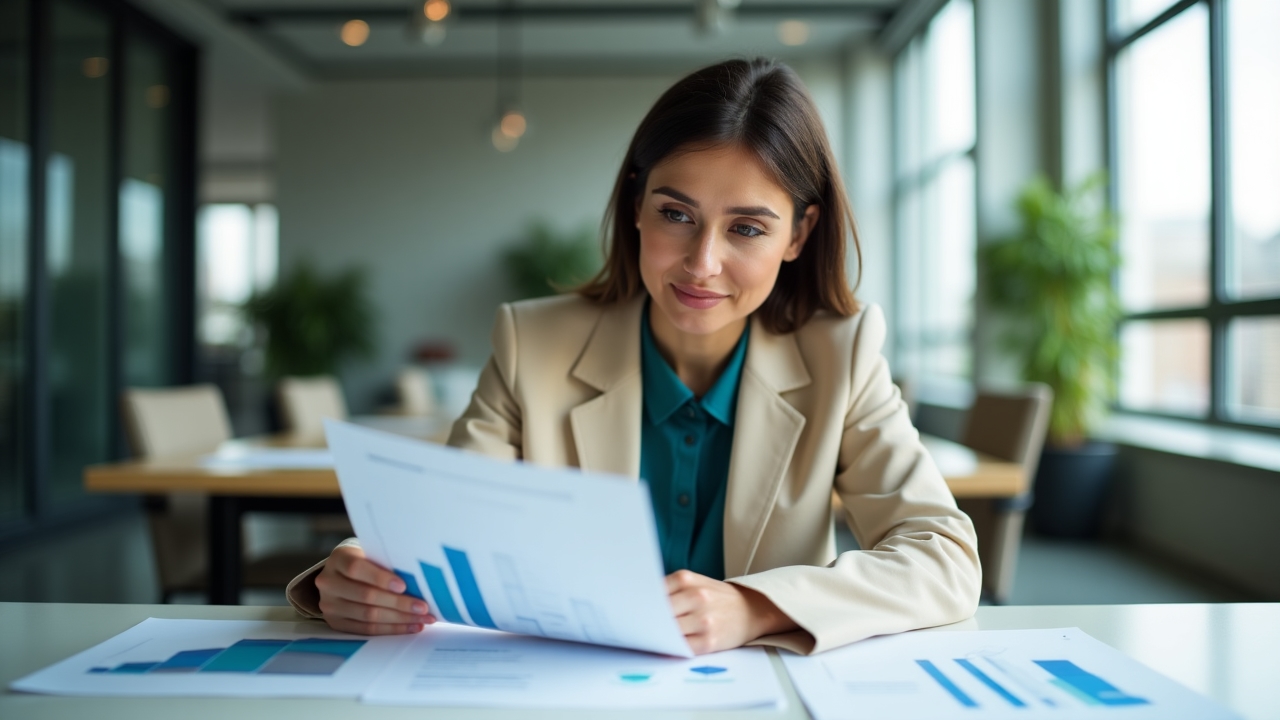Женщина изучает финансы